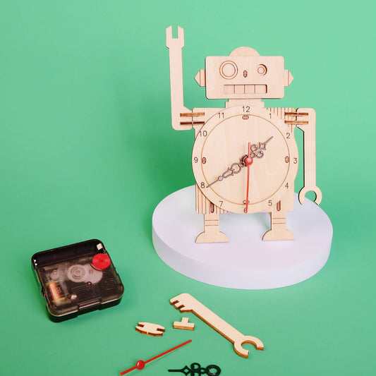 Roboter-Uhr-DIY-Kit, pädagogisches STEM-Spielzeug für Kinder, Bastelset